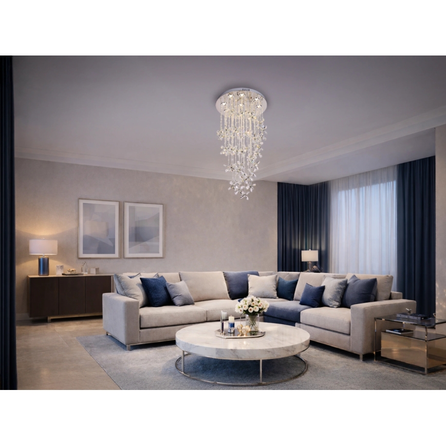 Plafoniera LED in cristallo SAMOA LED/30W/230V Ø 40 cm cromo lucido, con telecomando