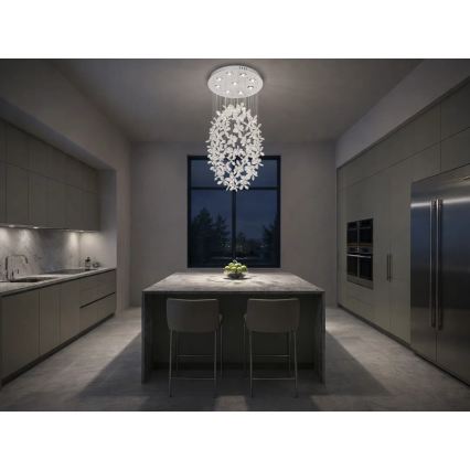 Plafoniera LED in cristallo SAMOA LED/30W/230V Ø 40 cm cromo lucido + telecomando