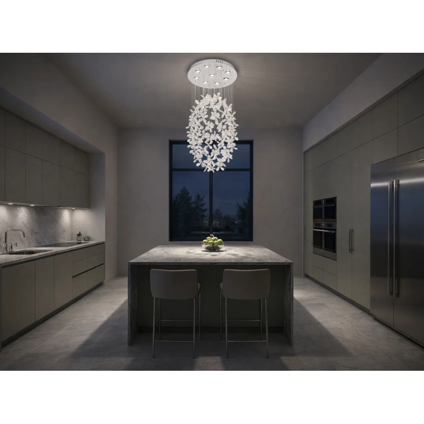 Plafoniera LED in cristallo SAMOA LED/30W/230V Ø 40 cm cromo lucido + telecomando