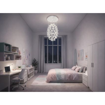 Plafoniera LED in cristallo SAMOA LED/30W/230V Ø 40 cm cromo lucido + telecomando