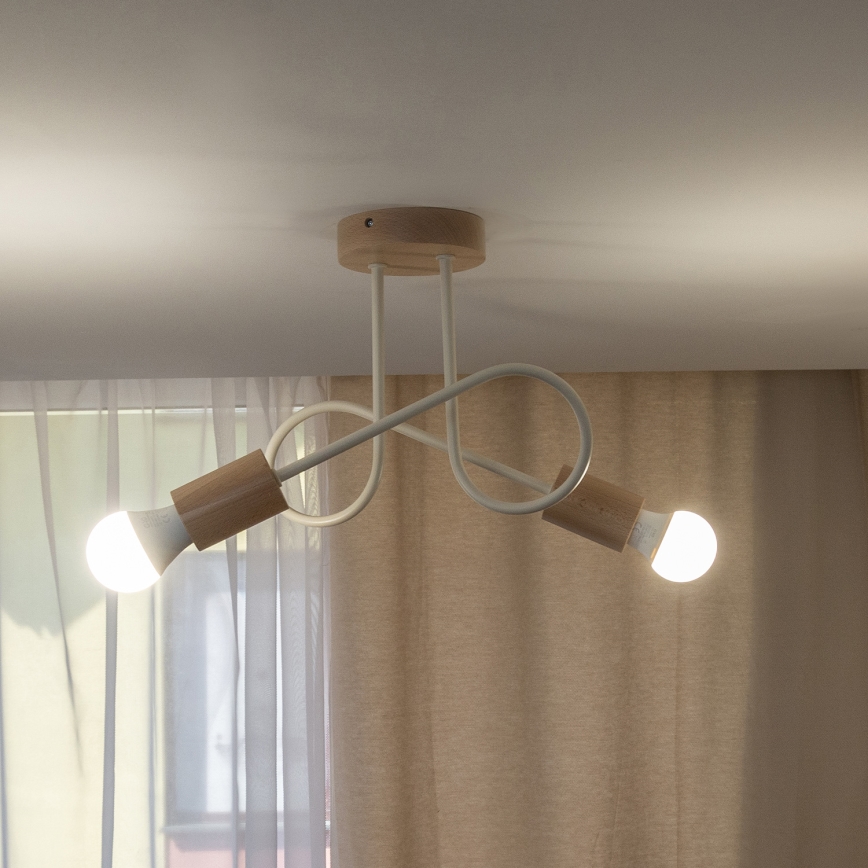Plafoniera a montaggio rasato OXFORD 2xE27/15W/230V pino/crema