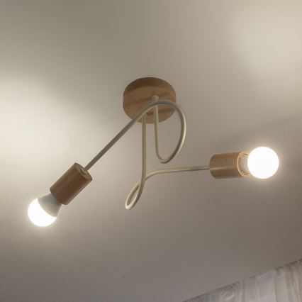 Plafoniera a montaggio rasato OXFORD 2xE27/15W/230V pino/crema