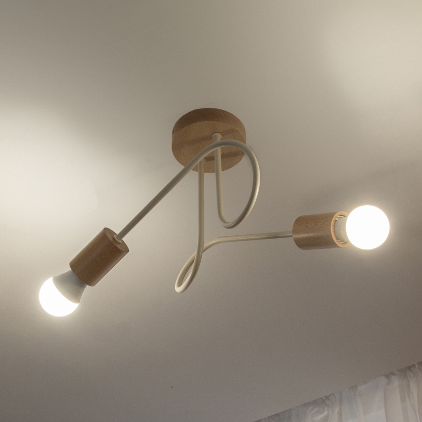 Plafoniera a montaggio rasato OXFORD 2xE27/15W/230V pino/crema