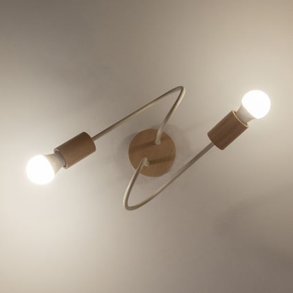 Plafoniera a montaggio rasato OXFORD 2xE27/15W/230V pino/crema