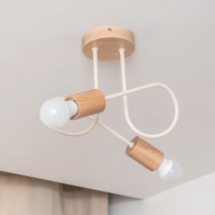 Plafoniera a montaggio rasato OXFORD 2xE27/15W/230V pino/crema