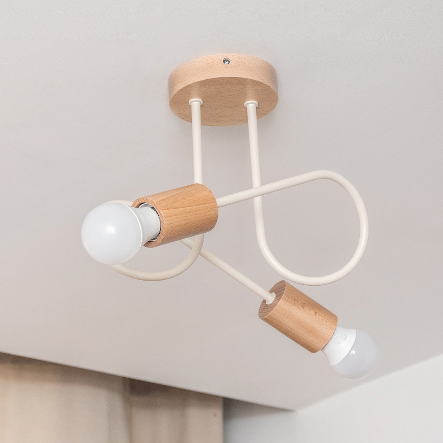 Plafoniera a montaggio rasato OXFORD 2xE27/15W/230V pino/crema