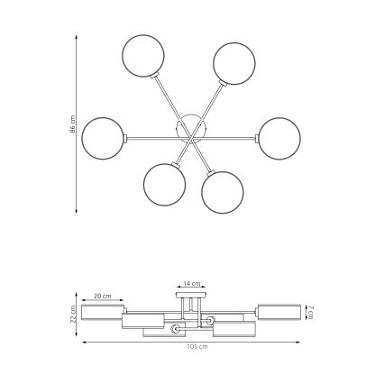 Plafoniera a montaggio superficiale MAGA 6xE14/10W/230V marrone
