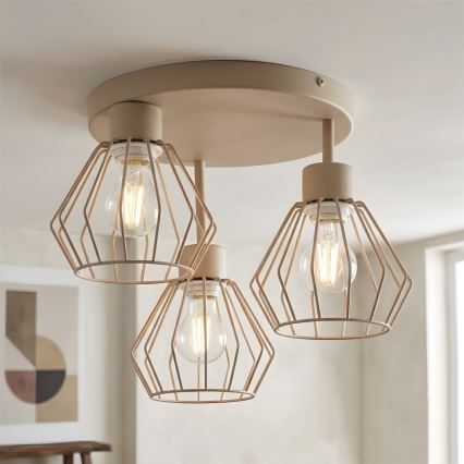 Plafoniera a soffitto AUDREY 3xE27/60W/230V beige