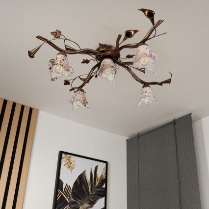 Plafoniera a soffitto ROZETA 5xE14/40W/230V finitura bronzata