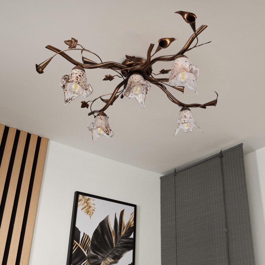 Plafoniera a soffitto ROZETA 5xE14/40W/230V finitura bronzata