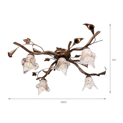 Plafoniera a soffitto ROZETA 5xE14/40W/230V finitura bronzata