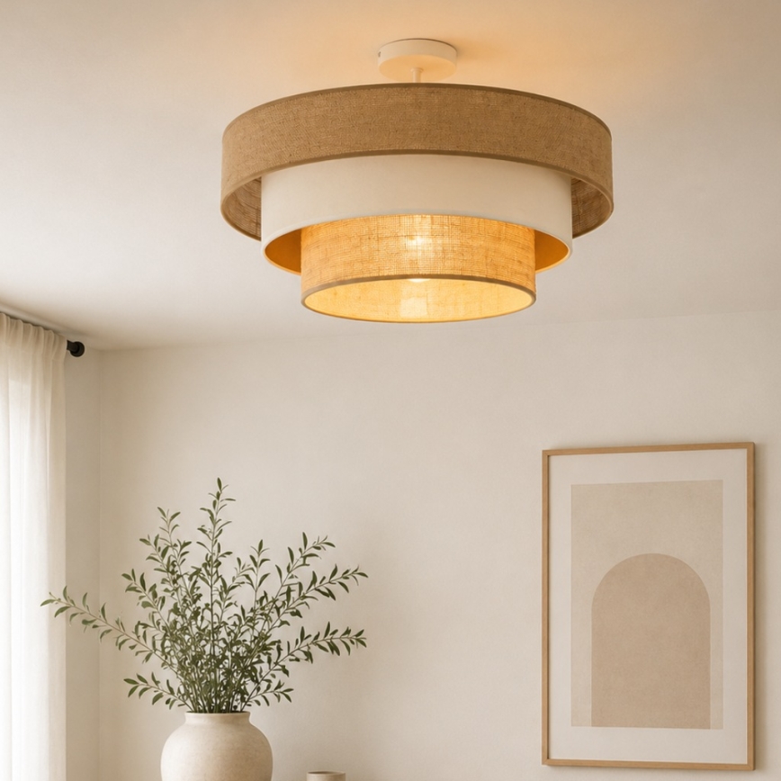Plafoniera a soffitto WENTA 1xE27/60W/230V Ø 50 cm iuta/beige