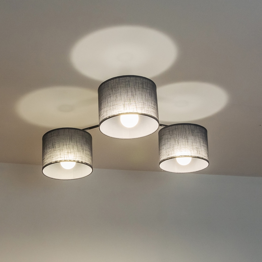 Plafoniera ALBA 3xE27/15W/230V grigio