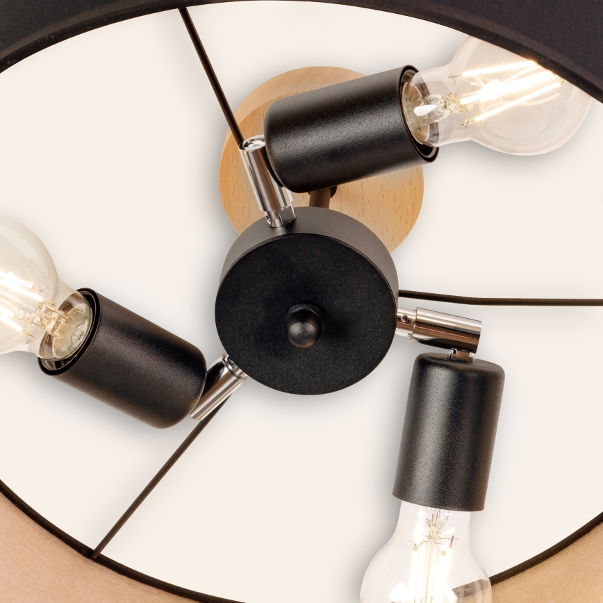 Plafoniera ALBA 3xE27/15W/230V Ø 40 cm nero/marrone