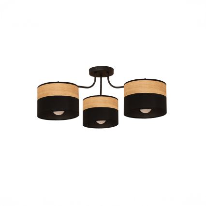 Plafoniera ALBA 3xE27/15W/230V Ø 66 cm nero/marrone