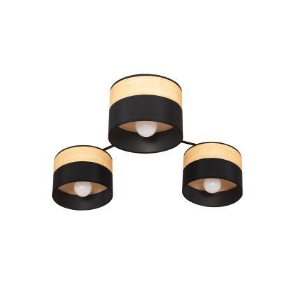 Plafoniera ALBA 3xE27/15W/230V Ø 66 cm nero/marrone