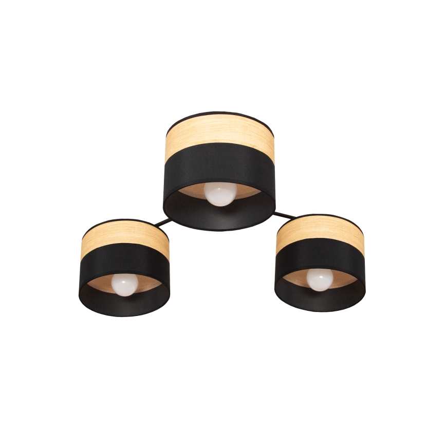 Plafoniera ALBA 3xE27/15W/230V Ø 66 cm nero/marrone