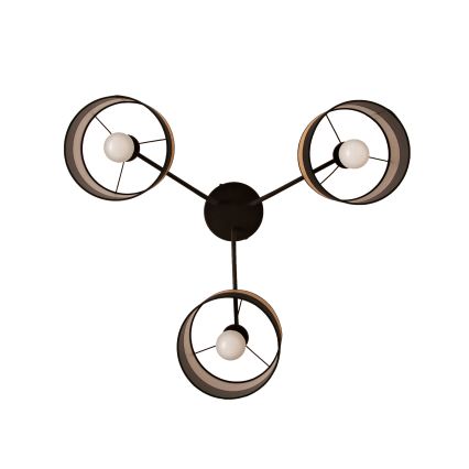 Plafoniera ALBA 3xE27/15W/230V Ø 66 cm nero/marrone