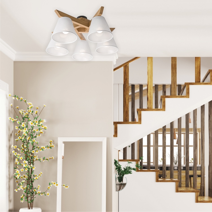 Plafoniera a soffitto ANTONIO 5xE14/40W/230V rovere