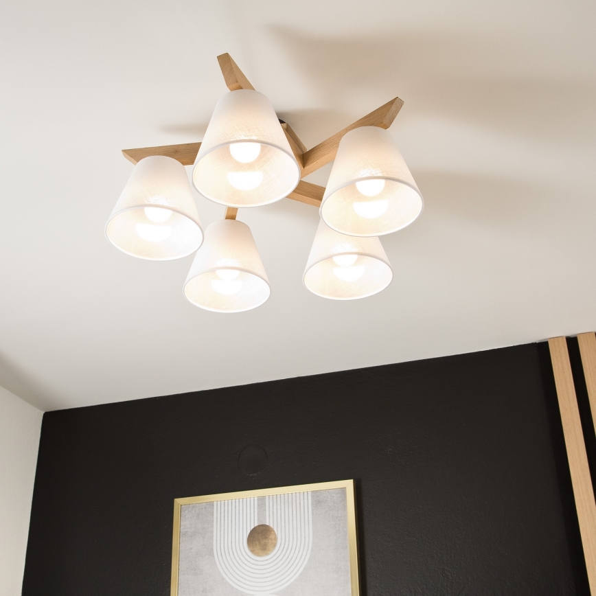 Plafoniera a soffitto ANTONIO 5xE14/40W/230V rovere