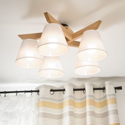 Plafoniera a soffitto ANTONIO 5xE14/40W/230V rovere