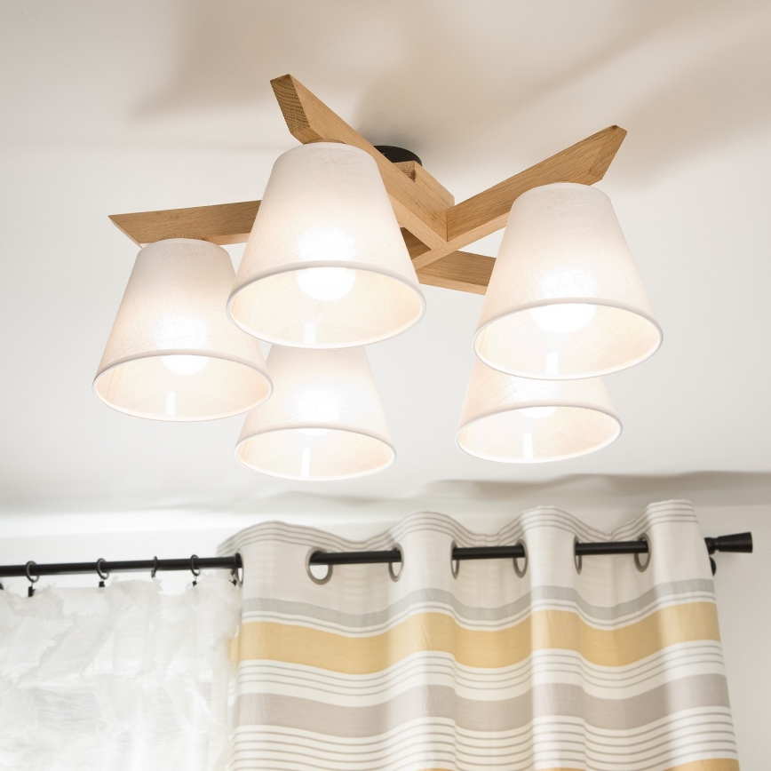 Plafoniera a soffitto ANTONIO 5xE14/40W/230V rovere