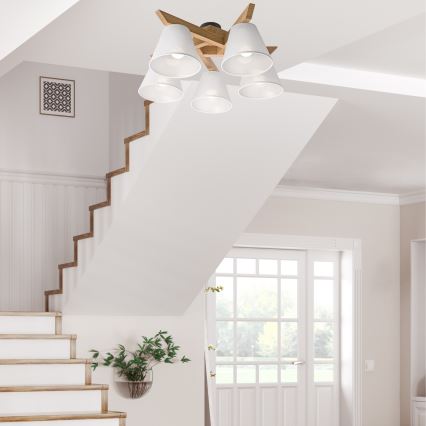 Plafoniera a soffitto ANTONIO 5xE14/40W/230V rovere