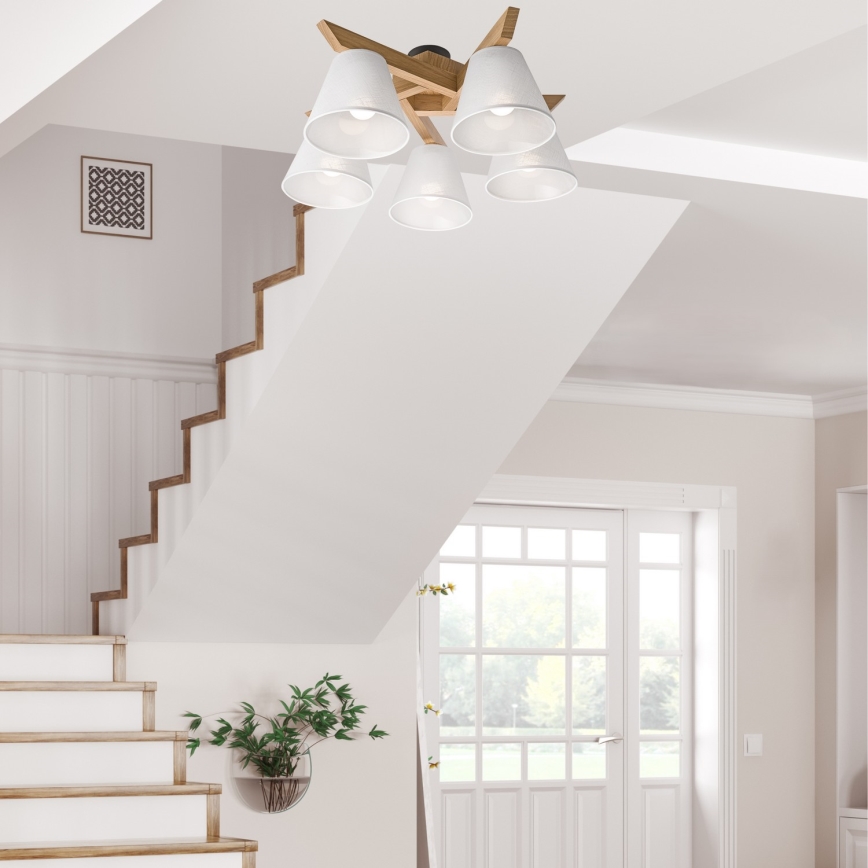 Plafoniera a soffitto ANTONIO 5xE14/40W/230V rovere