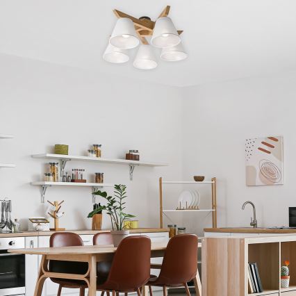 Plafoniera a soffitto ANTONIO 5xE14/40W/230V rovere