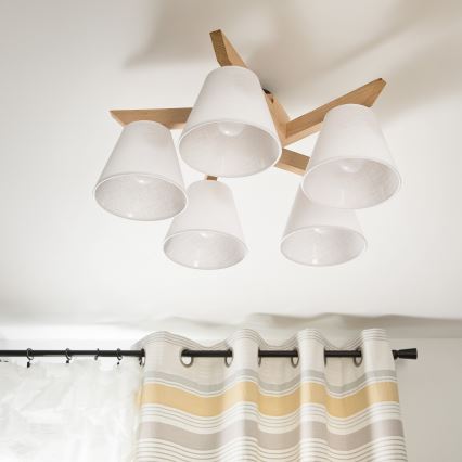 Plafoniera a soffitto ANTONIO 5xE14/40W/230V rovere