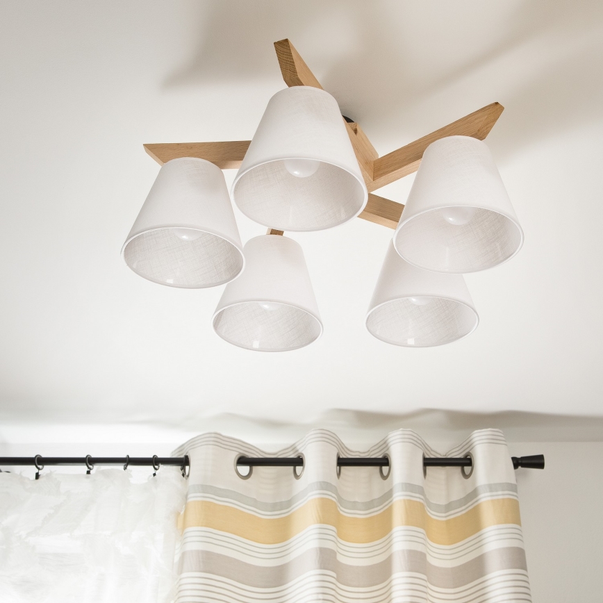 Plafoniera a soffitto ANTONIO 5xE14/40W/230V rovere