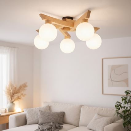 Plafoniera ANTONIO 5xG9/5W/230V rovere/bianco