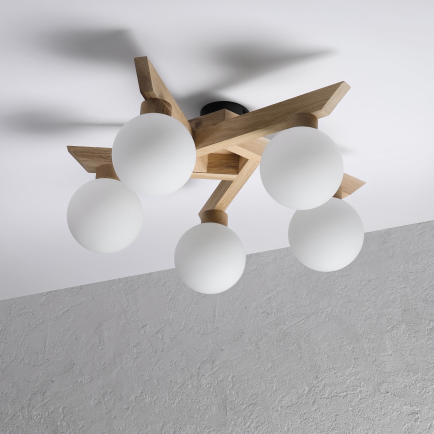 Plafoniera ANTONIO 5xG9/5W/230V rovere/bianco