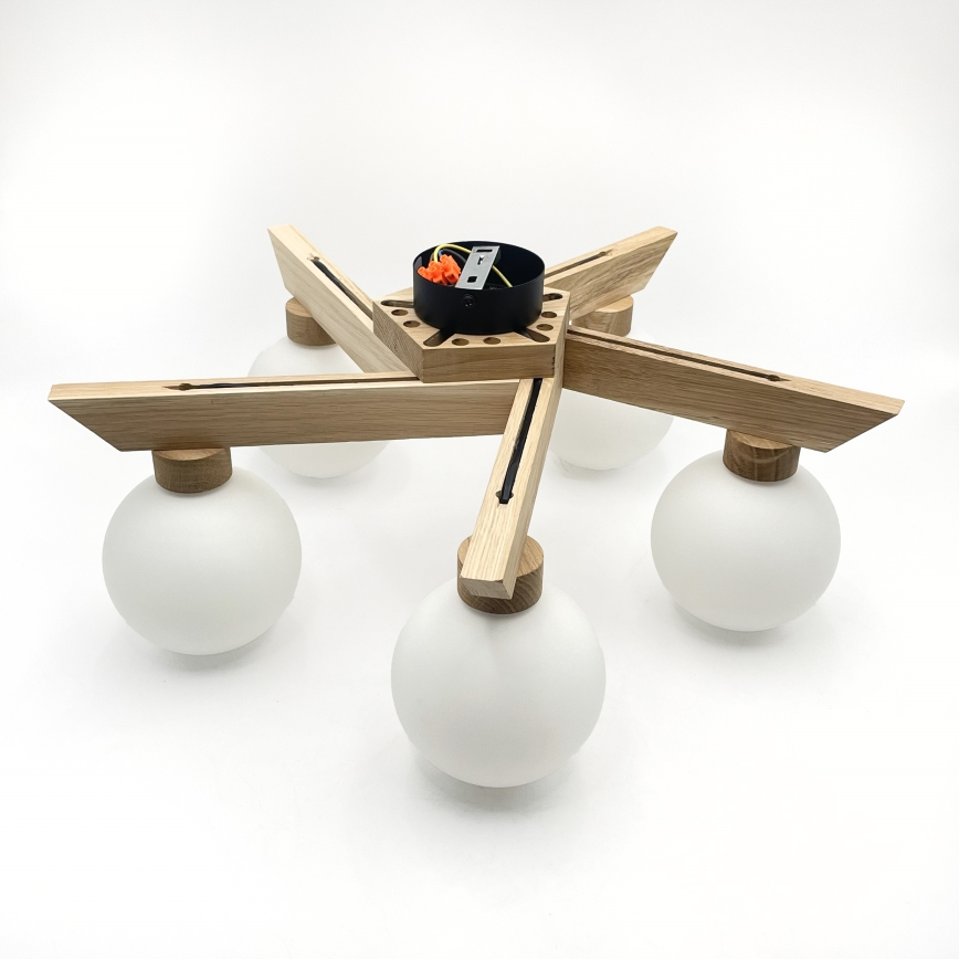 Plafoniera ANTONIO 5xG9/5W/230V rovere/bianco