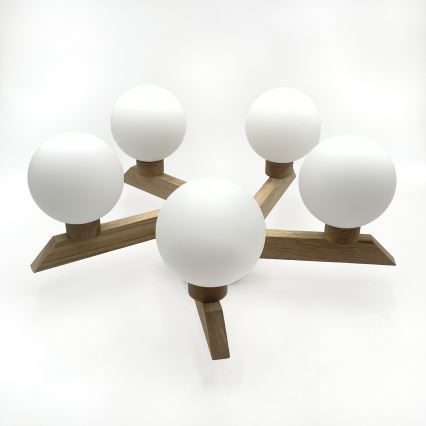 Plafoniera ANTONIO 5xG9/5W/230V rovere/bianco