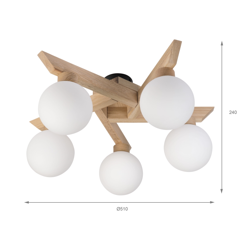 Plafoniera ANTONIO 5xG9/5W/230V rovere/bianco