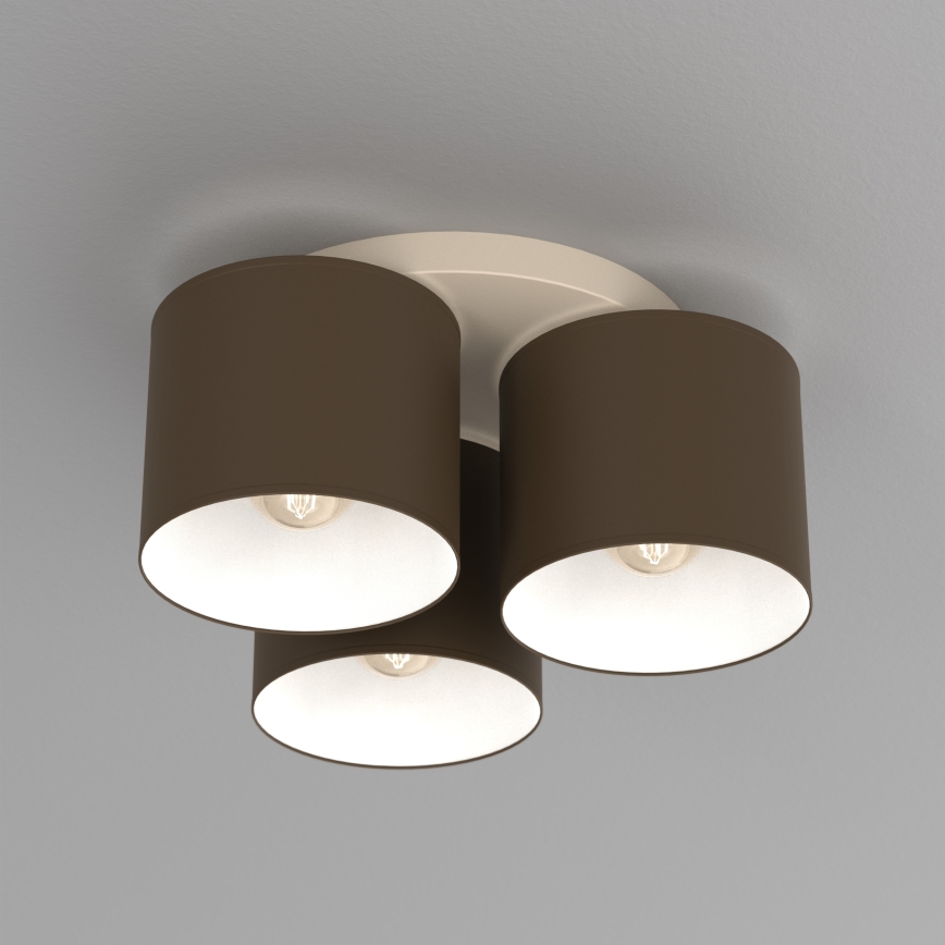 Plafoniera ARDEN 3xE27/15W/230V Ø 30 cm beige/marrone