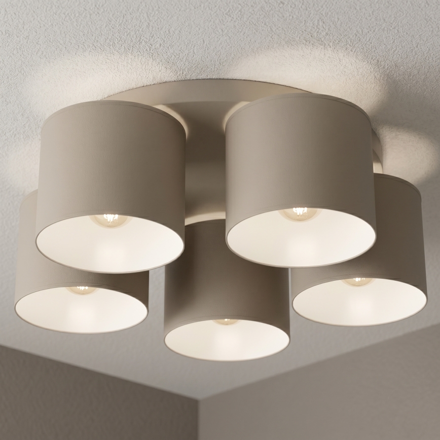 Plafoniera ARDEN 5xE27/15W/230V Ø 44 cm beige