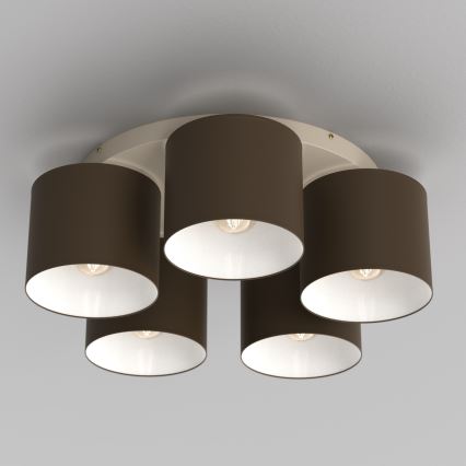 Plafoniera ARDEN 5xE27/15W/230V Ø 58 cm beige/marrone
