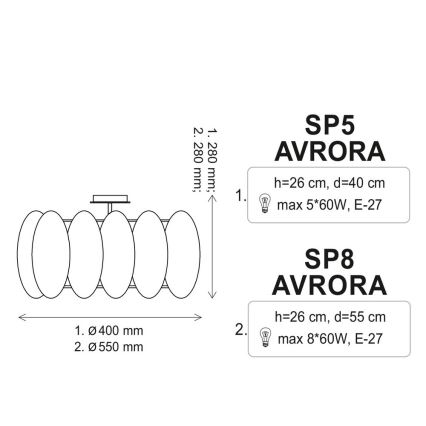 Plafoniera AURORA 5xE27/60W/230V