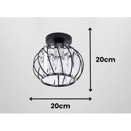 Plafoniera BELLA 1xE27/40W/230V Ø 20 cm nera