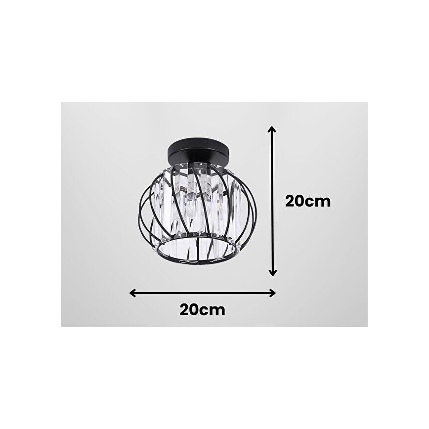 Plafoniera BELLA 1xE27/40W/230V Ø 20 cm nera