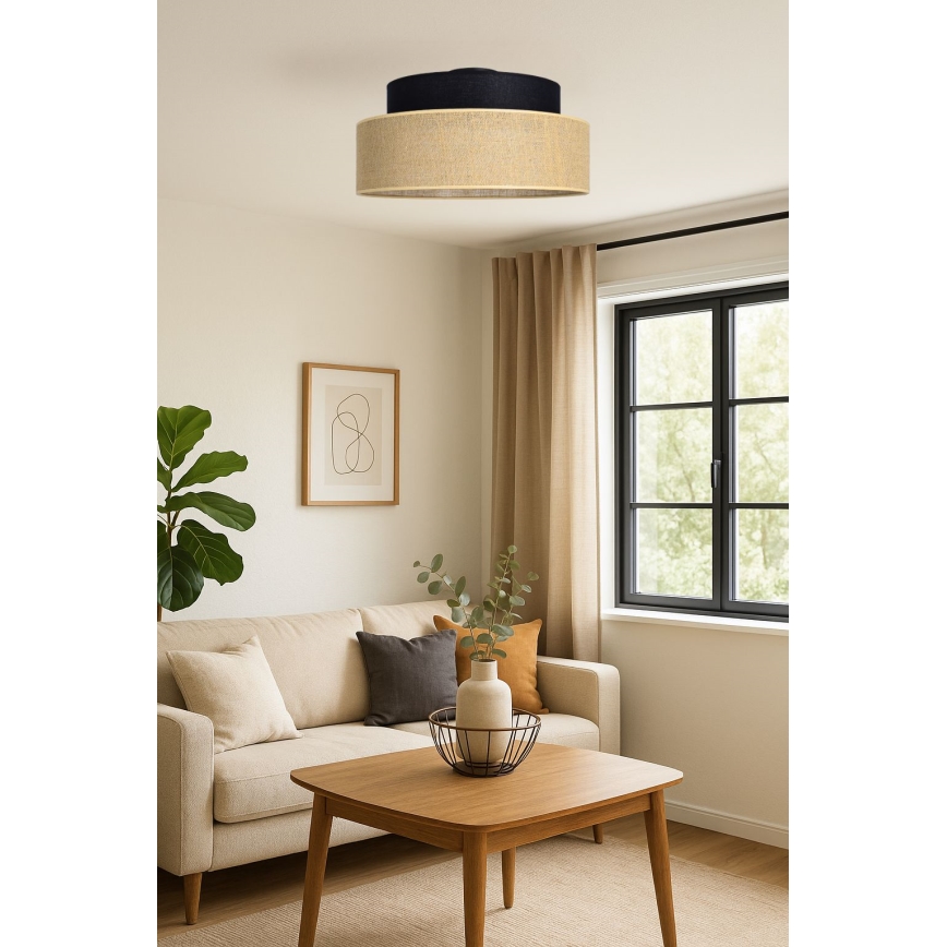 Plafoniera BOHO 1xE27/60W/230V nero/beige