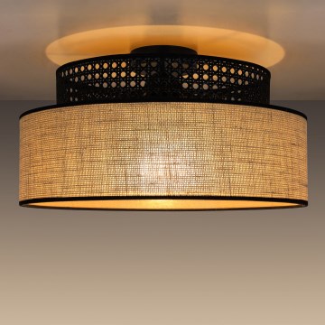 Plafoniera BOHO 1xE27/60W/230V nero/rattan