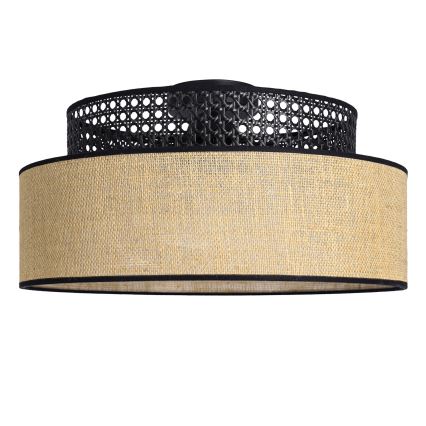 Plafoniera BOHO 1xE27/60W/230V nero/rattan