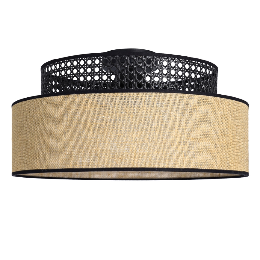 Plafoniera BOHO 1xE27/60W/230V nero/rattan