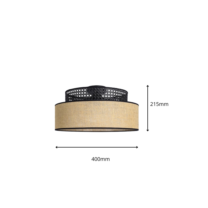 Plafoniera BOHO 1xE27/60W/230V nero/rattan