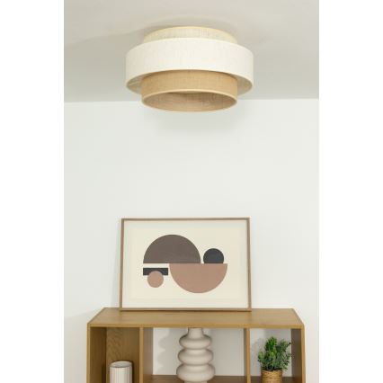 Plafoniera BOHO 1xE27/60W/230V Ø 40 cm bianco/iuta