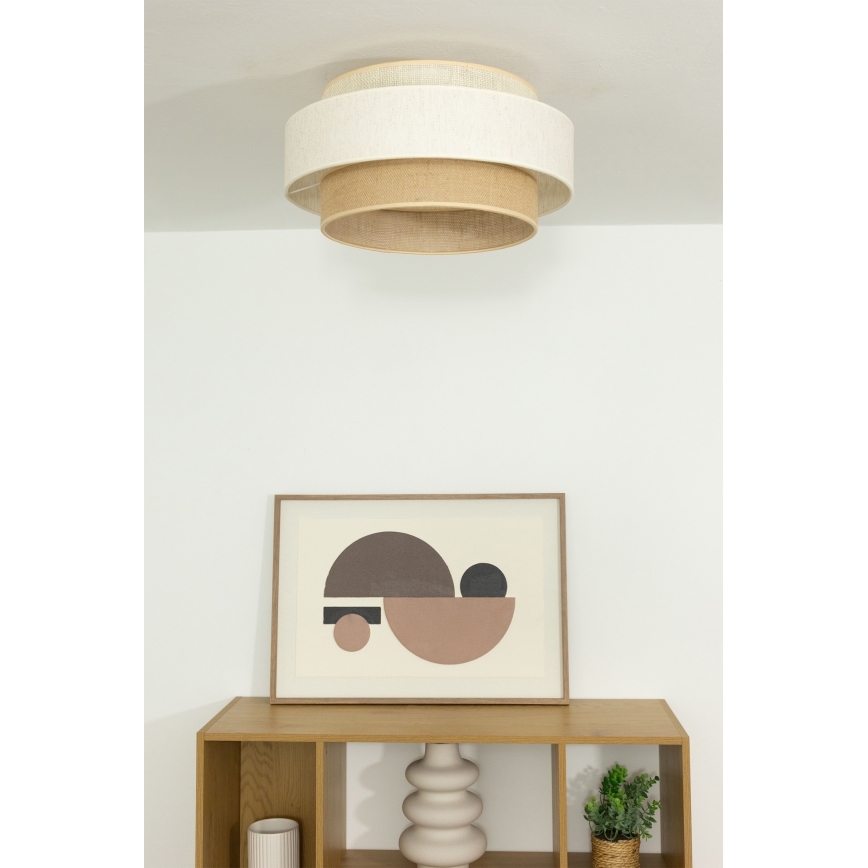 Plafoniera BOHO 1xE27/60W/230V Ø 40 cm bianco/iuta