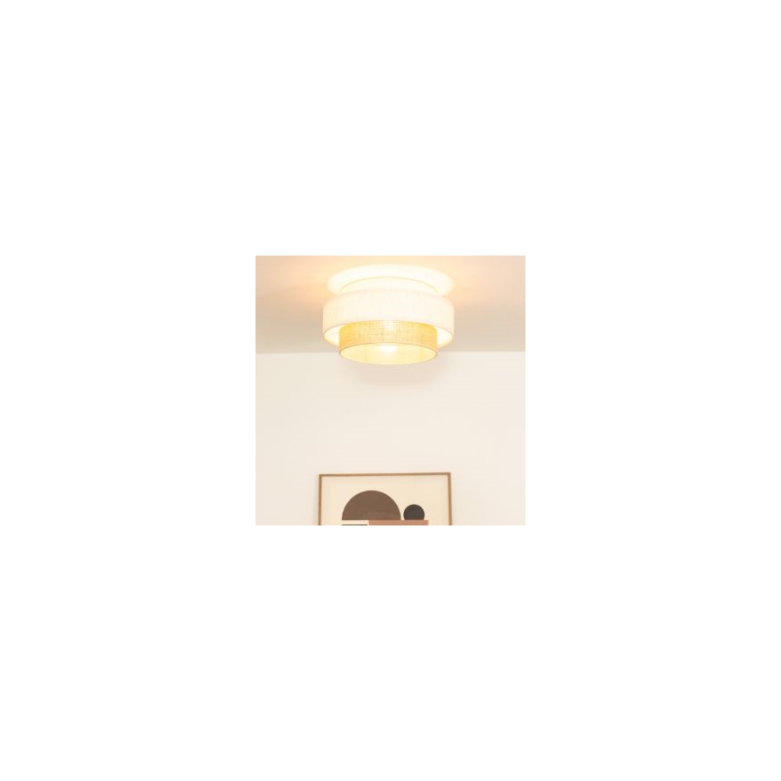 Plafoniera BOHO 1xE27/60W/230V Ø 40 cm bianco/iuta